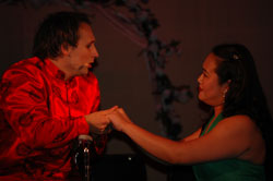 From the left: Thomas Stanghelle as Mark Wang and Lin Meng-Chun as Mark's girlfriend Jing at the US-premiere 2006